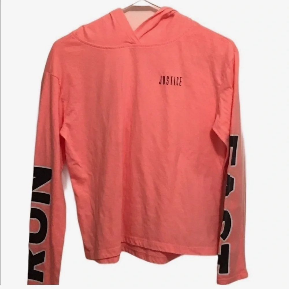 Justice Peach Hoodie with Graphic Sleeves